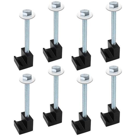 MOTAFAR 8 PCS Truck Tool Box Mouting Kit,No Drill Pickup Truck Bed Tie Downs Aluminum J Hooks No Drilling for Crossover Tool Box (Black)