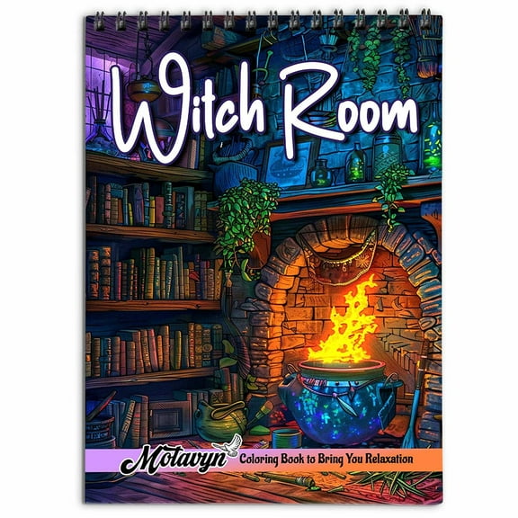 MOTAVYN Witch Room Coloring Book for Adults, Spiral Bound, Soft Cover