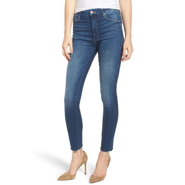 MOTHER High Waisted Looker Ankle Fray Skinny with Raw Hem in Goin