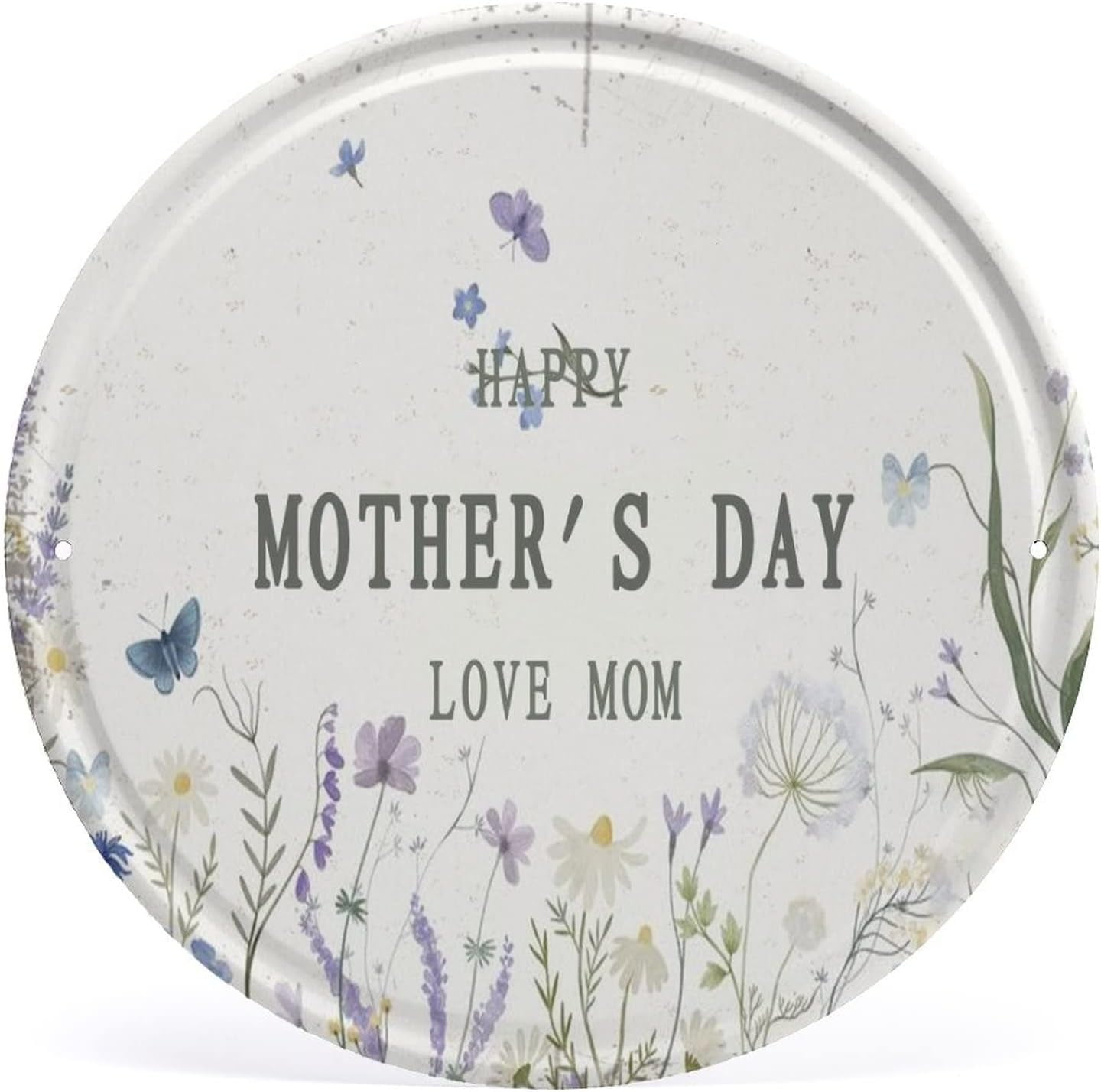 MOTHER'S DAY PURPLE plants Round Door Hanger Personalized Metal tin