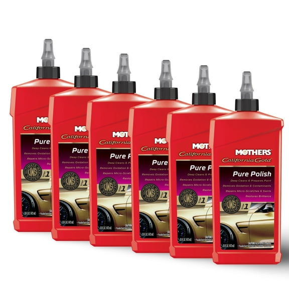 MOTHERS 07100 California Gold Pure Polish 6 PACK - Deep Cleans - Restore - 16 oz.