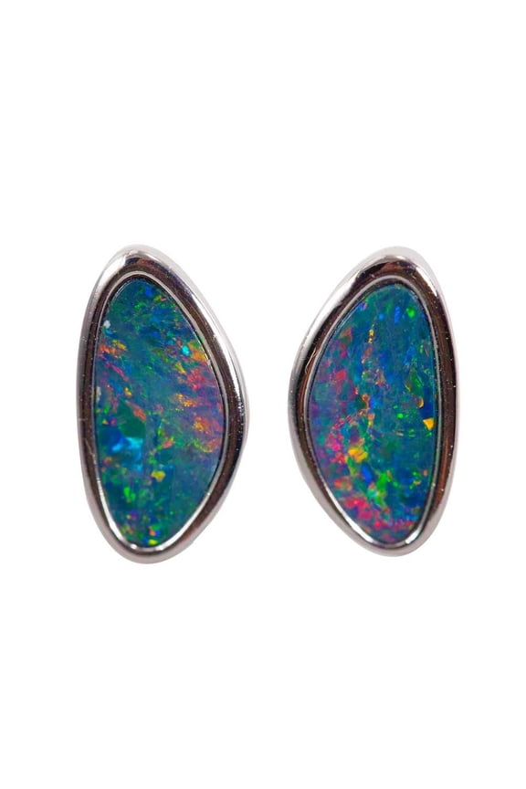 MOTHERS NATURE STERLING SILVER AUSTRALIAN OPAL STUD EARRINGS