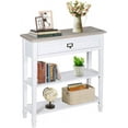 thumbnail image 1 of MOTION Narrow Entryway Table - 3 Tier Console Tables for Entryway with Drawer, Shelves, Sofa Table with Storage, Farmhouse Entry Table for Hallway, Living Room, 29 in, White, 1 of 7