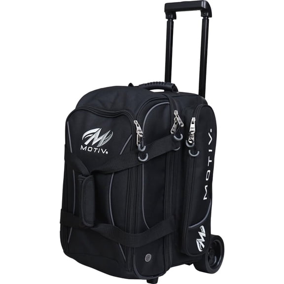 MOTIV Velocity 2 Ball Roller Bowling Bag, Double Ball Bowling Roller with Wheels & Retractable Handle, Durable Bowling Gear Bag with Storage Pockets