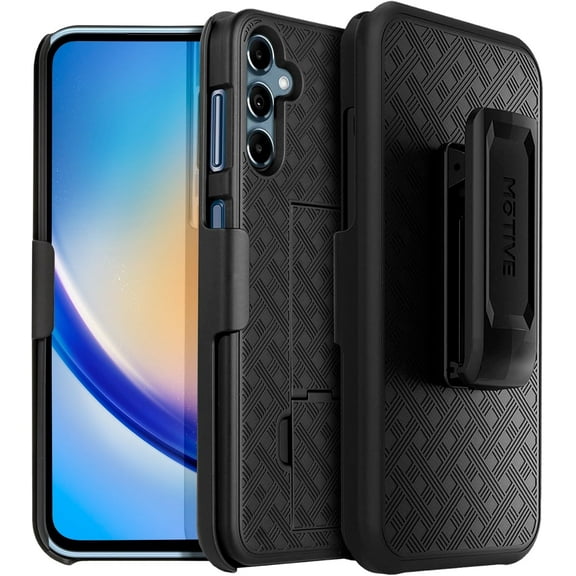 MOTIVE Designed for Samsung Galaxy A54 5G Case with Belt Clip, Case with Clip for Samsung A54, Shell Holster Combo A14, Slim Rugged Drop Shockproof Protective Cover with Kickstand (6.4") | Black