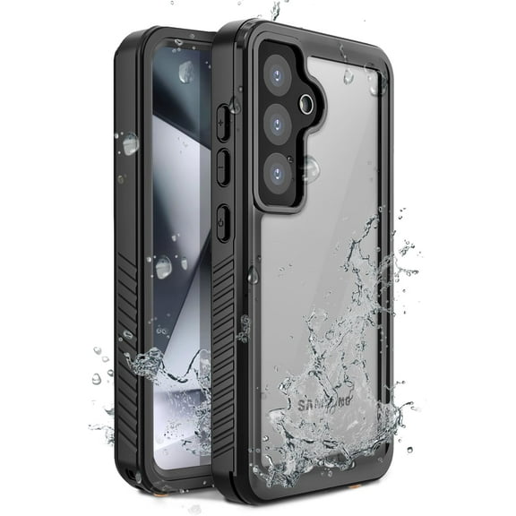 MOTIVE S24 Waterproof Case - IP68 Water Resistant - Military Grade Protection - Camera Lens Protector - Dust Resistant- S24 Case with Built in Screen Protector Black-Clear