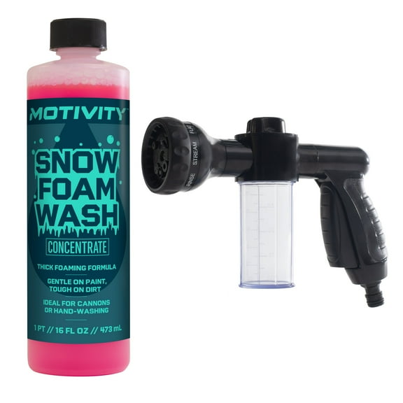 MOTIVITY Foaming Boost Kit Includes Snow Foam Concentrated Car Wash Soap and Foaming Spray Nozzle, Safe For Use on Cars, Trucks, Motorcycles, Powersports, RVs