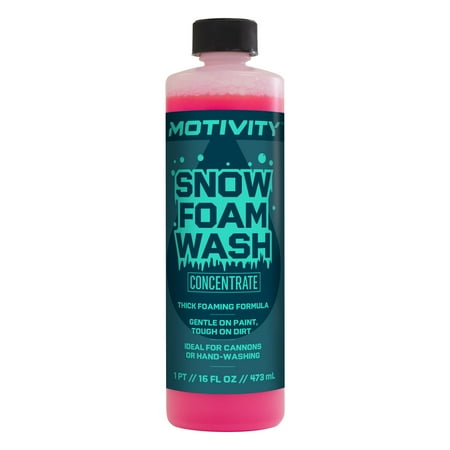 MOTIVITY Snow Foam Car Wash Soap, Concentrated Formula, Safe for Use on Cars, Trucks, Motorcycles, Powersports, RVs, Works with Foam Cannon, Foam Gun, or Pressure Washer, Cherry Scented - 16 fl oz