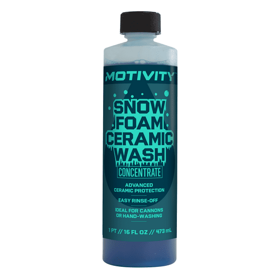 MOTIVITY Snow Foam Ceramic Car Wash Soap, Concentrated, For Use on Cars, Trucks, Motorcycles, Powersports, RVs, Works with Foam Cannon, Foam Gun, or Pressure Washer, Fresh Linen Scent 16 fl