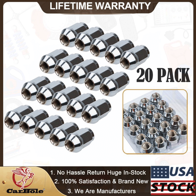 MOTMAX 20Pcs Bulge Acorn Lug Nut Chrome for Ford Fusion Escape Acura