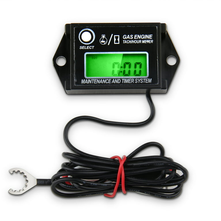 Carbole Digital Tach Hour Meter Tachometer RPM Counter for Snowmobile Skis Motor Bike Go Kart Lawn Mower, Black