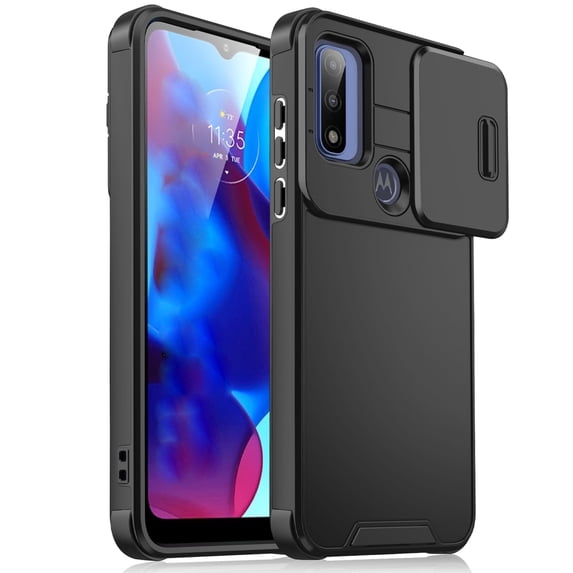 for MOTO G pure Phone Case: Shockproof Protective Rugged Phone Cover with Camera Lens Slide | Drop Proof Military-Grade Protection TPU Hybrid Bumper Cases for MOTO G pure,Black