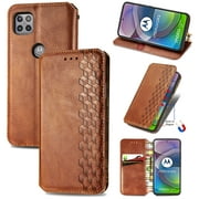 MOTO ONE 5G Ace Case, PU Leather TPU Wallet Cover with Card Holder Kickstand Hidden Magnetic Adsorption Shockproof Flip Folio Cell Phone Case for Motorola ONE 5G Ace 6.7 inch 2021, Brown