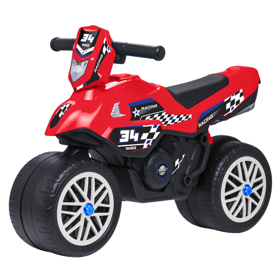 Waddle Foot-to-Floor Motorcycle Ride-On Toy with Sounds, Red
