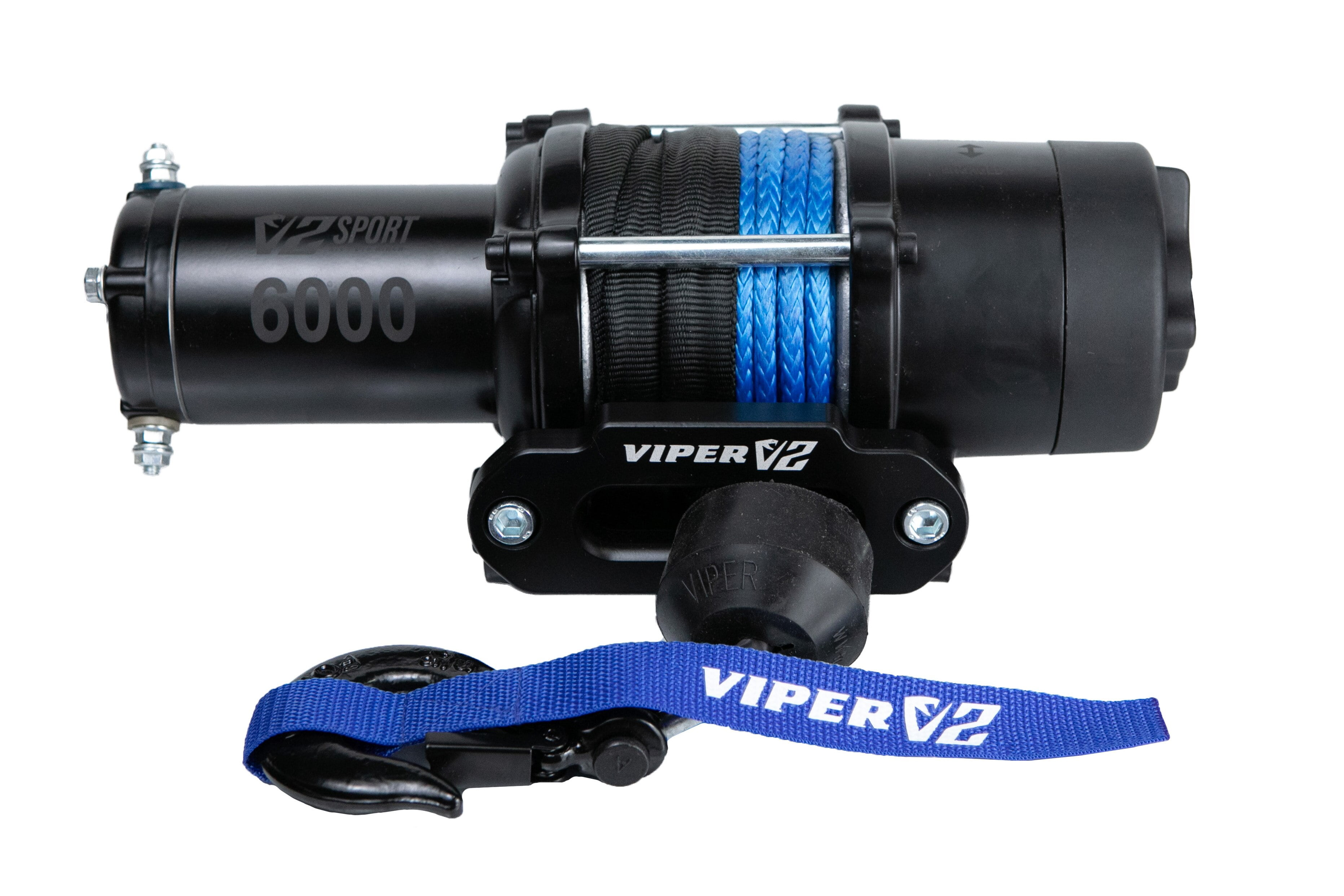 MOTOALLIANCE VIPER V2 SPORT 6000lb ATV/UTV Military Grade Waterproof Winch with Wireless Remote and 40 feet of Blue Synthetic Cable. USA Powersports Company