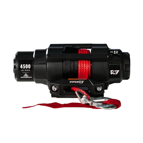 MOTOALLIANCE Viper V3 4500lb UTV/ATV Military Grade Winch with 40 feet Red Synthetic Rope. Wireless & Waterproof.