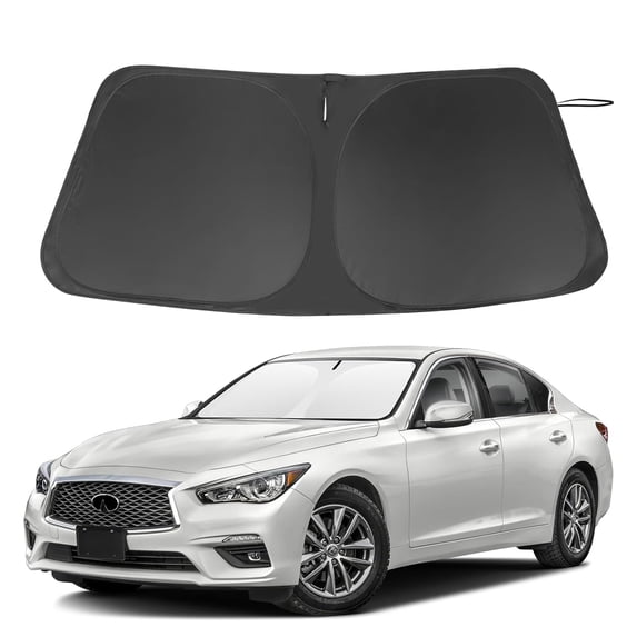 MOTOMATE Custom Fit Windshield Sun Shade for Infiniti Q50 2014-2024, Foldable Sun Visor Protector Blocks UV Rays & Heat