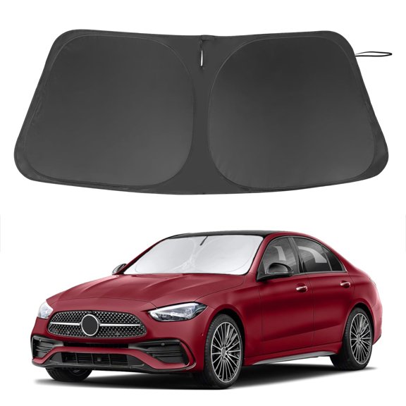 MOTOMATE Custom Fit Windshield Sun Shade for Mercedes Benz C Class 2015-2021, Foldable Sun Visor Protector Blocks UV Rays & Heat