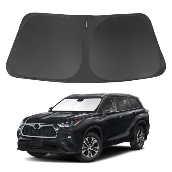 MOTOMATE Custom Fit Windshield Sun Shade for Toyota Highlander 2020-2024, Foldable Sun Visor Protector Blocks UV Rays & Heat