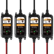MOTOPOWER 12V 800mA Fully Automatic Battery Charger Battery Maintainer Trickle Charger - 4 Pack