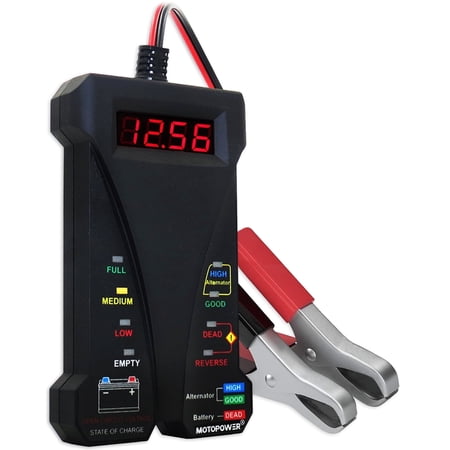 MOTOPOWER 12V Digital Car Battery Tester Voltmeter Charging System Analyzer with LCD Display, High Accuracy