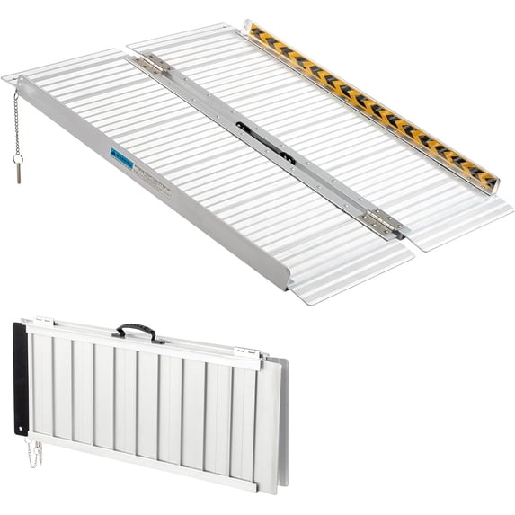 MOTORHOT 3FT Wheelchair Ramp, 600lbs Capacity Portable Non-Skid Folding Aluminum Handicap Threshold Ramp for Home Steps, Scooter, Doorways, 28.3" W