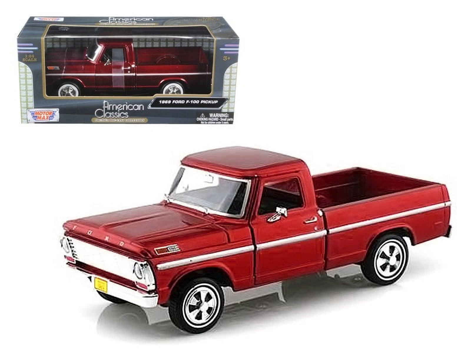 MOTORMAX American Classics 1969 ford F-100 Pickup Truck Burgundy Car Model, Diecast Red