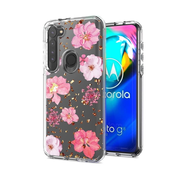 MOTOROLA G STYLUS Phone Cases, TPU Floral Design Hard PC Slim Fit Cover Pressed dried flower Design Phone case for MOTOROLA G STYLUS in Pink