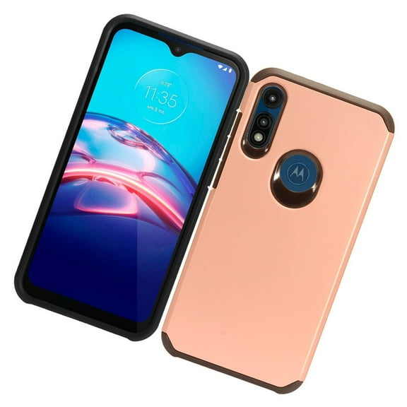 MOTOROLA Moto E 2020 /E7 Phone Case Protective Tuff Hybrid Anti-Drop Protection Shockproof Armor Dual Layers Frame Heavy Duty Rubber Rugged Silicone Hard Case Rose Gold Cover for MOTO E (2020), E7