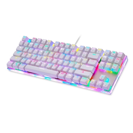 MOTOSPEED Gaming Keyboard with Customized LED Backlit, USB Wired Mechanical Keyboard for Gamers, 87 Keys