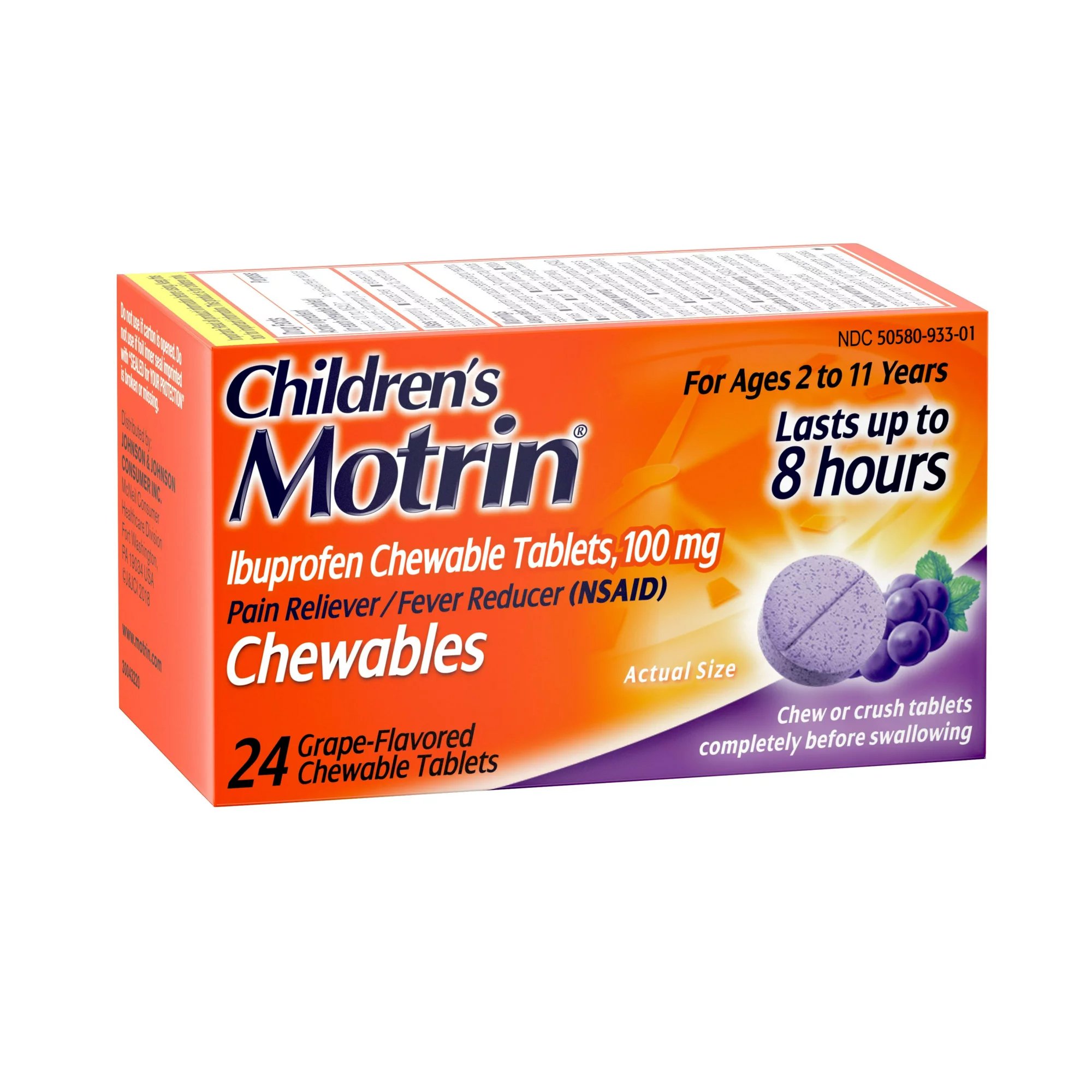 MOTRIN, TAB CHEWABLE CHLD GRAPE 100MG (24/BT)