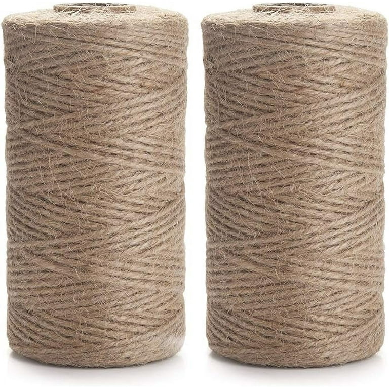 MOTYAWN Natural Jute Twine 2 Pack - 656 Feet of 3 ply Jute Rope to Use  Around The House and Garden, Best Crafting Twine String for Craft Projects