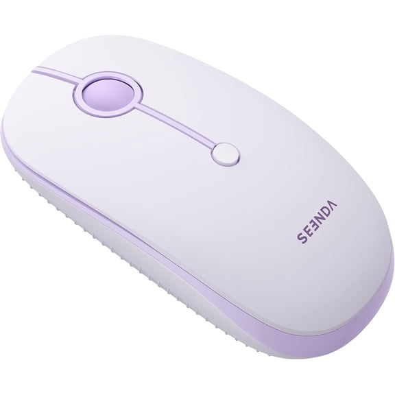MOU001 Bluetooth Wireless Mouse, 3-Device Connection (USB & Dual Bluetooth), Ergonomic Mouse for Laptop, Rechargeable Quiet Click Computer Mouse, 3-Level DPI for Windows, Mac Chromebook,Purple