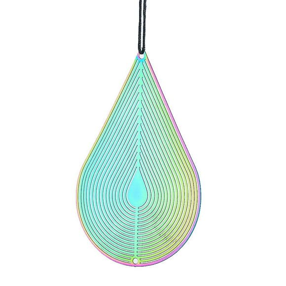 MOUDUO Clearance! Gradient Color 3D Small Droplets Decor Rotating Wind Chime Stainless Steel Flowing Visual Effect Suitable for Outdoor Garden Courtyard Hanging (A)