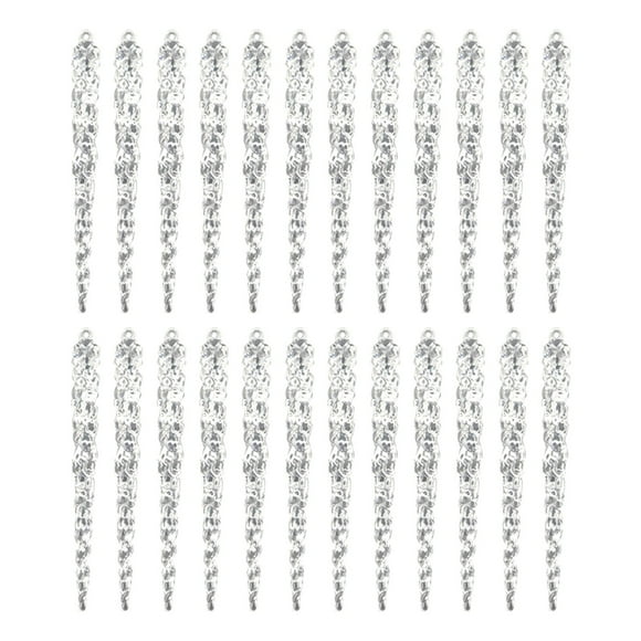MOUDUO Home Ornament Clear Glass Icicle Christmas Ornament Set of 24 Home Decor
