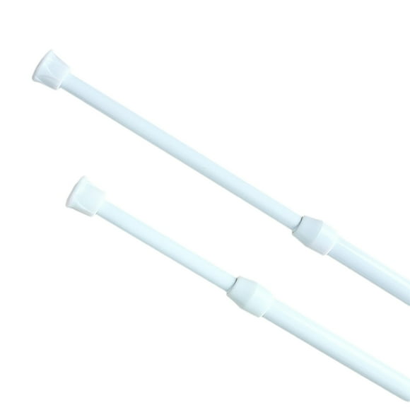 MOUDUO Home Textiles Essential Clearance! 1 Pcs Tension Rod 24 to 43 inch White Spring Rod Small Curtain Rods Short Tension Rod for DIY Projects Cupboard Wardrobe Window Textiles Set (Clear)