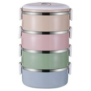 MOUDUO Kitchen Decor Stackable Bento Box Adult Lunch Box with 14 Compartments Premium Leak Proof Bento Lunch Box with Spoon（random Color） Kitchen Essentials （BA）