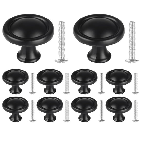 MOUDUO Universal Tools Clearance! 10 Pcs Kitchen Cabinet Knobs Round Drawer Handles Cabinet Hardware Round Knobs with Screws Elegant Black Finish for Bathroom Cabinets Dresser Home Decor Tool Series