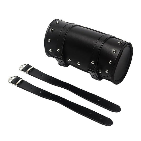 MOUDUO Universal Tools Clearance! Motorcycle Handlebar Bag Saddlebags PU Leather Handmade Motorcycle Fork Bag Roll Durable Storage Tool Pouch with Straps for Men Women Tool Series (Black)