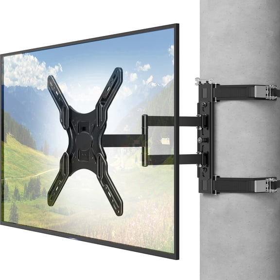 MOUNT PRO No-Drill TV Mount for Gazebo & Pillars - Full Motion Swivel & Tilt for 26-60 Inch TVs, Secure Strap-On Column Mount Fits Round/Square Posts, Holds 77 lbs, VESA 400x400