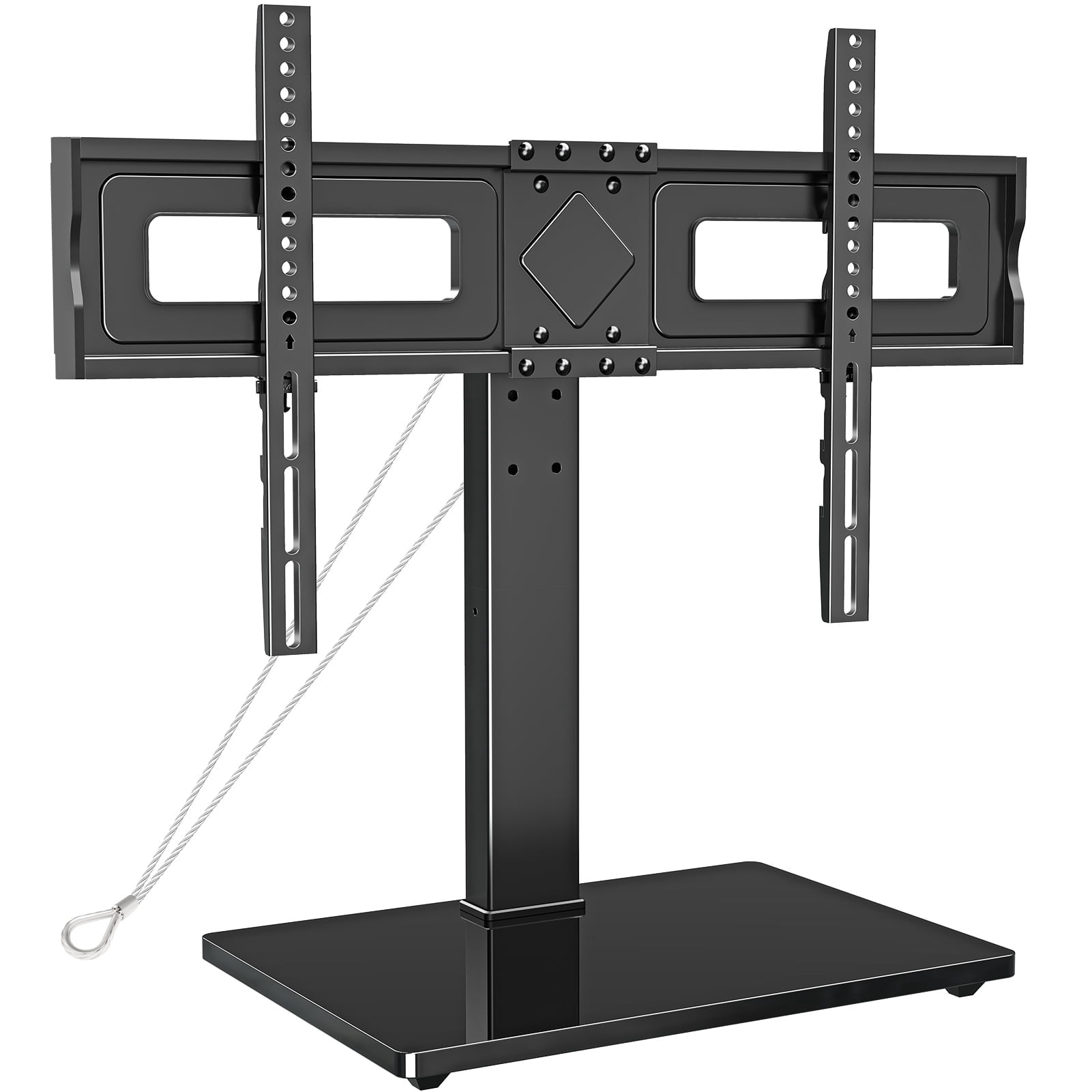MOUNT PRO Universal Table Top TV Stand for 37-75" TVs, Max 600x400mm, Tabletop TV Mount with 9 Height Adjustable & Tempered Glass Base, Holds up to 88 lbs