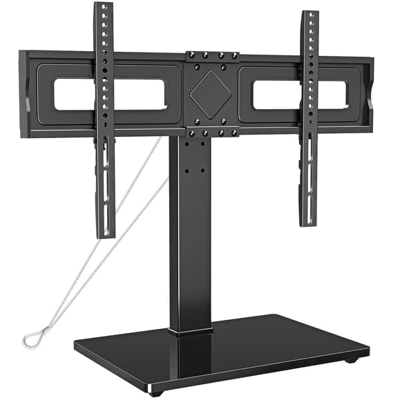 MOUNT PRO Universal Table Top TV Stand for 37-75" TVs, Max 600x400mm, Tabletop TV Mount with 9 Height Adjustable & Tempered Glass Base, Holds up to 88 lbs