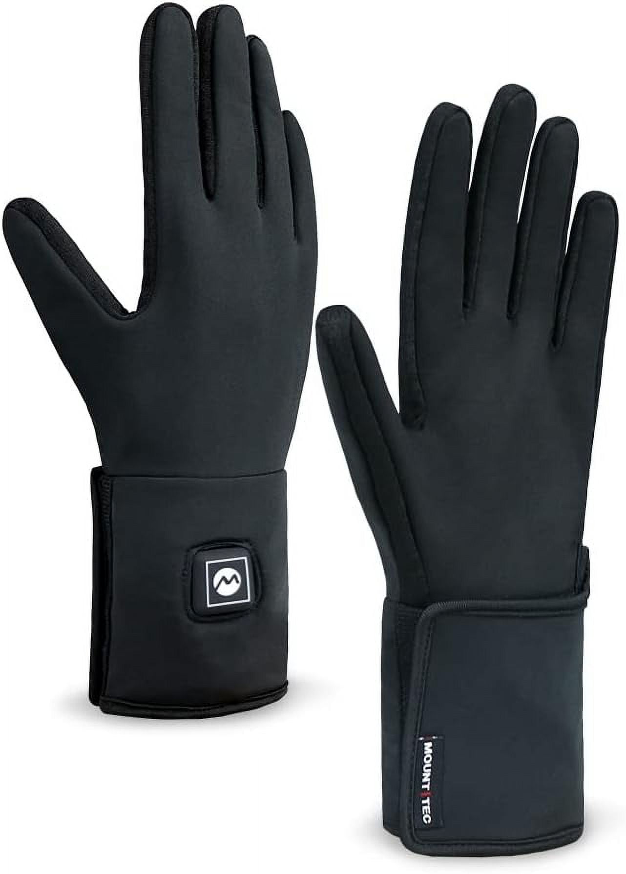 MOUNT TEC Stretch Heated Liner Glove for Men and Women, Thermal Glove for Hiking, Snowboarding, Battery Powered, Temperature Adjustable, Touch Screen Winter Glove (Black, Medium)