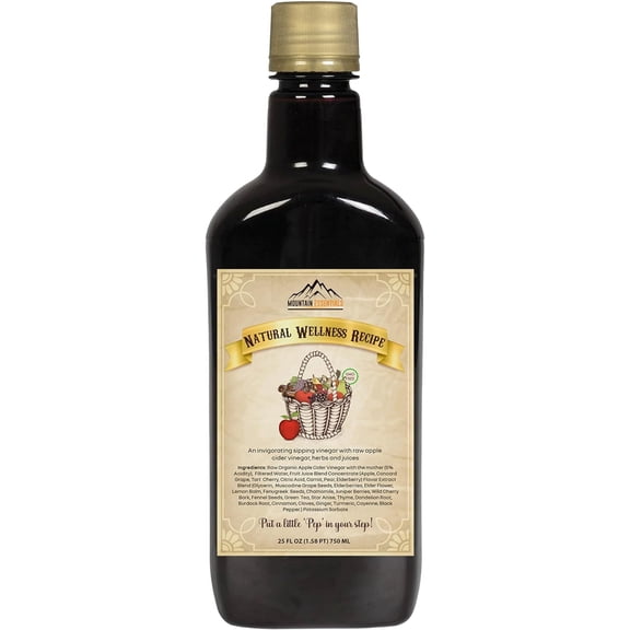 Mountain Essentials Natural Wellness Recipe Apple Cider Vinegar with Elderberry Juice 25 oz Natural Tonic to Detox & Energize Organic Herbs & Spices
