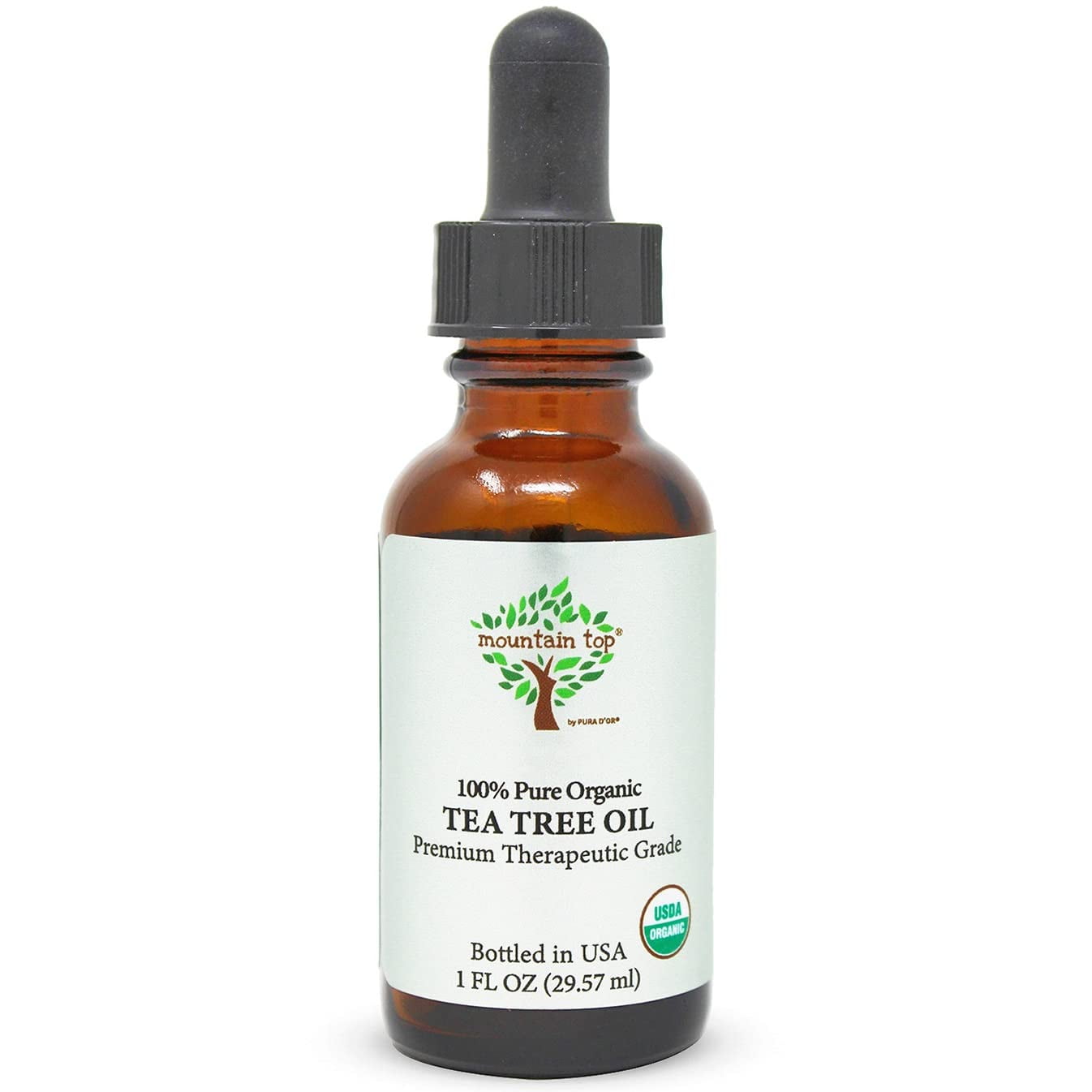 MOUNTAIN TOP Organic Tea Tree Essential Oil with Glass Dropper USDA