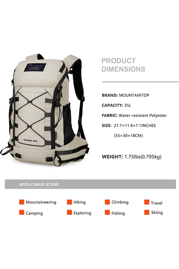 MOUNTAINTOP Hiking Backpack 35L Travel Backpack Lightweight Daypack for Men&Women Outdoor Camping