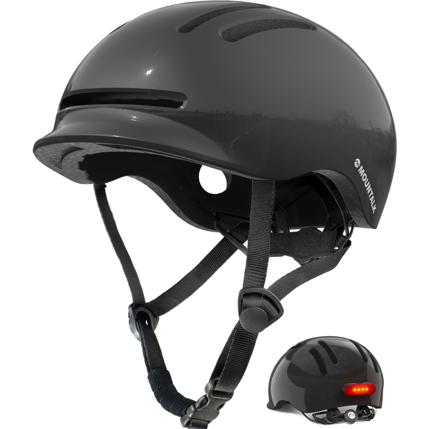 MOUNTALK Bicycle Helmets for Adults Men Women, Youth, Kids Helmets for 6 Years+ with Light(Black,M)