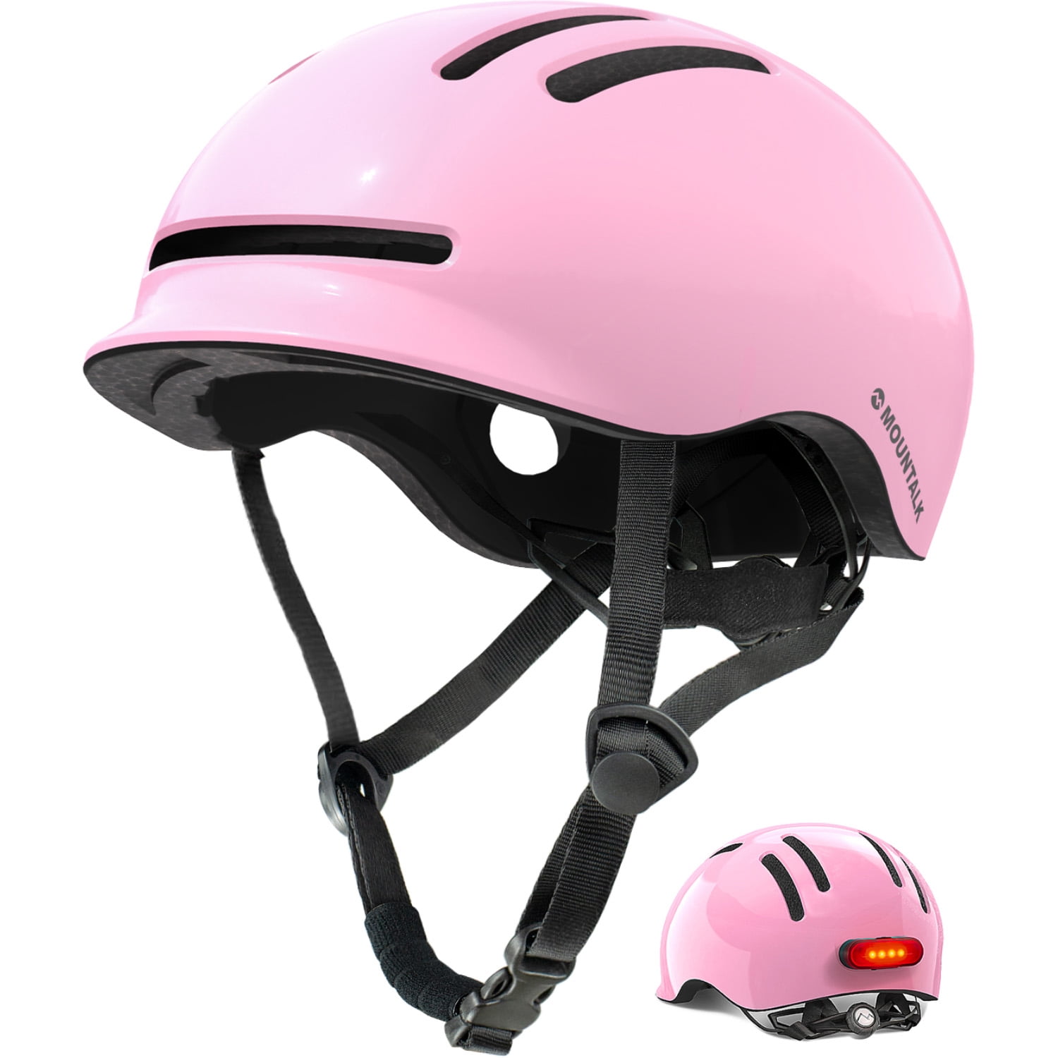 MOUNTALK Bicycle Helmets for Adults Men Women, Youth, Kids Helmets for 6 Years+ with Light(Pink,L)