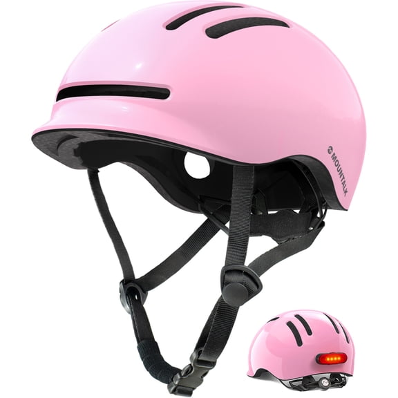 MOUNTALK Bicycle Helmets for Adults Men Women, Youth, Kids Helmets for 6 Years+ with Light(Pink,M)