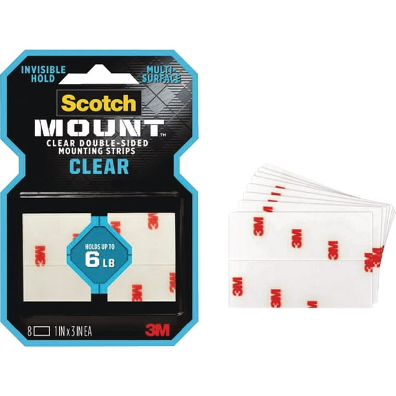 Scotch Mounting Strip - PLTC 1X3 - Multicolor, Compatible With Glass